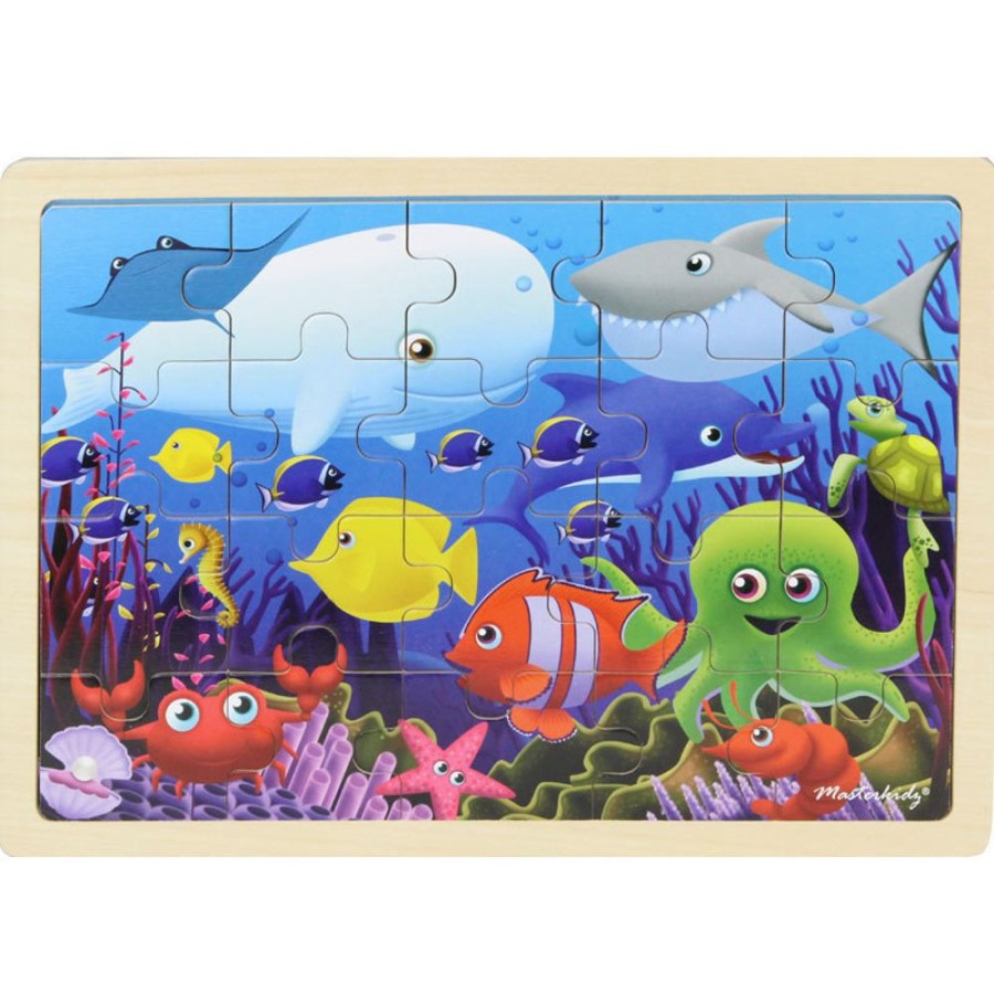 Puzzles Masterkidz | Masterkidz - Wooden Jigsaw Puzzle - Sea Creatures 20Pc