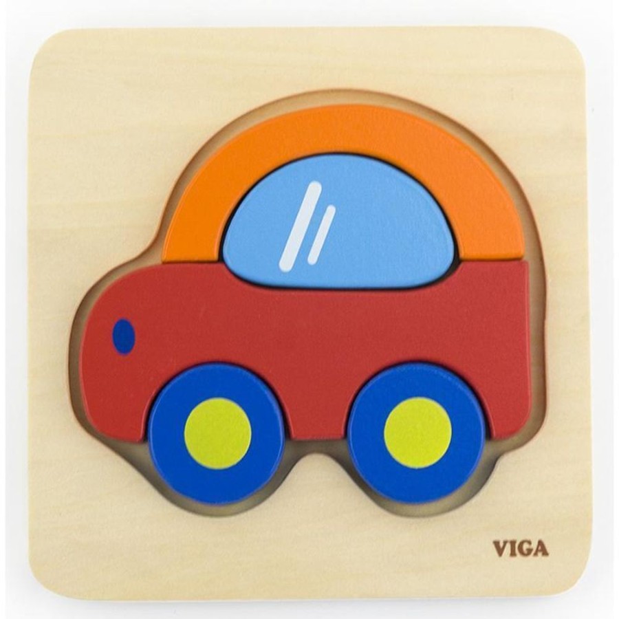 Puzzles Viga Toys | Viga Toys - Mini Block Puzzle - Car