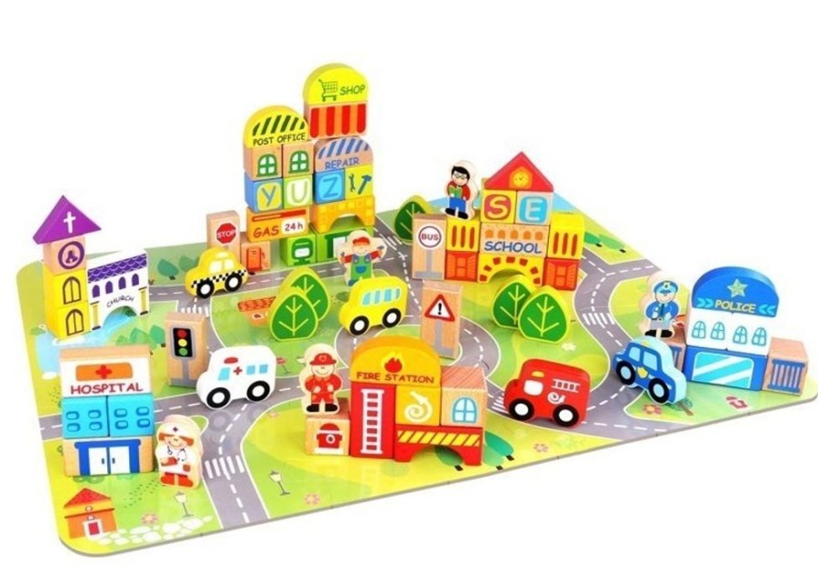 Construction Toys Fat Brain Toys | Fat Brain Toys - My Town Block Set