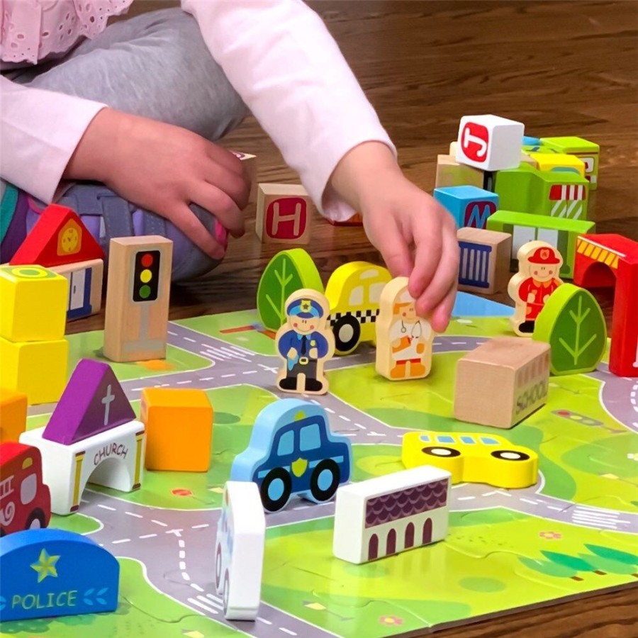 Construction Toys Fat Brain Toys | Fat Brain Toys - My Town Block Set