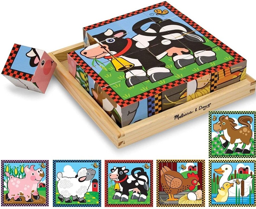 Puzzles Melissa & Doug | Melissa & Doug - Farm Cube Puzzle - 16Pc