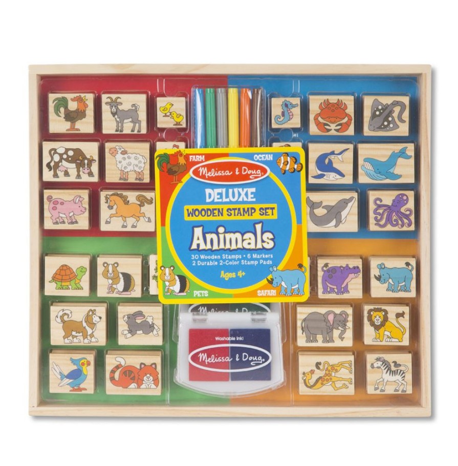 Art & Craft Melissa & Doug | Melissa & Doug - Deluxe Wooden Stamp Set - Animals