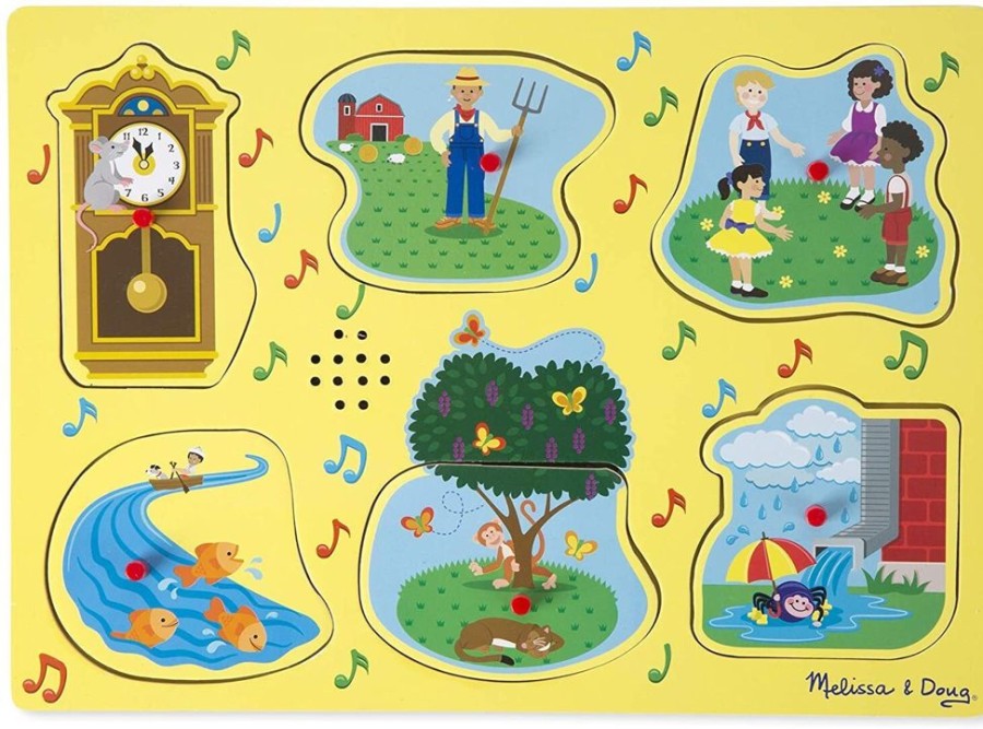 Puzzles Melissa & Doug | Melissa & Doug - Nursery Rhyme Sound Puzzle (Yellow) - 6Pc