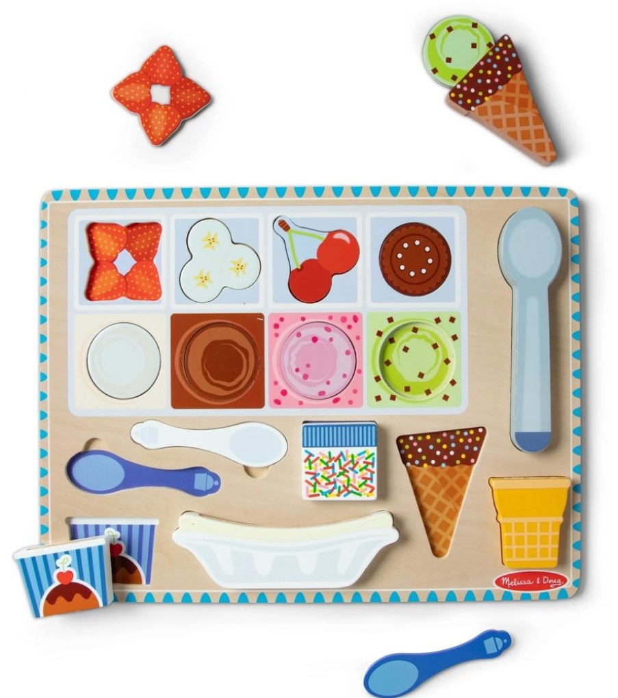 Puzzles Melissa & Doug | Melissa & Doug - Wooden Ice Cream Magnetic Puzzle Play