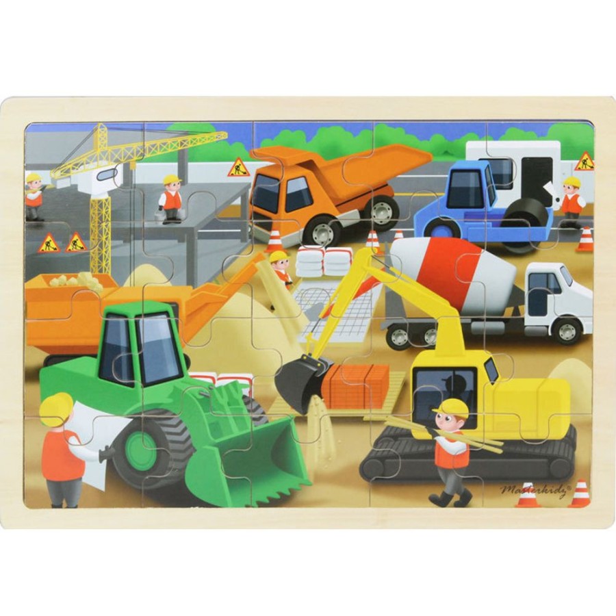 Puzzles Masterkidz | Masterkidz - Wooden Jigsaw Puzzle - Construction Site 20Pc