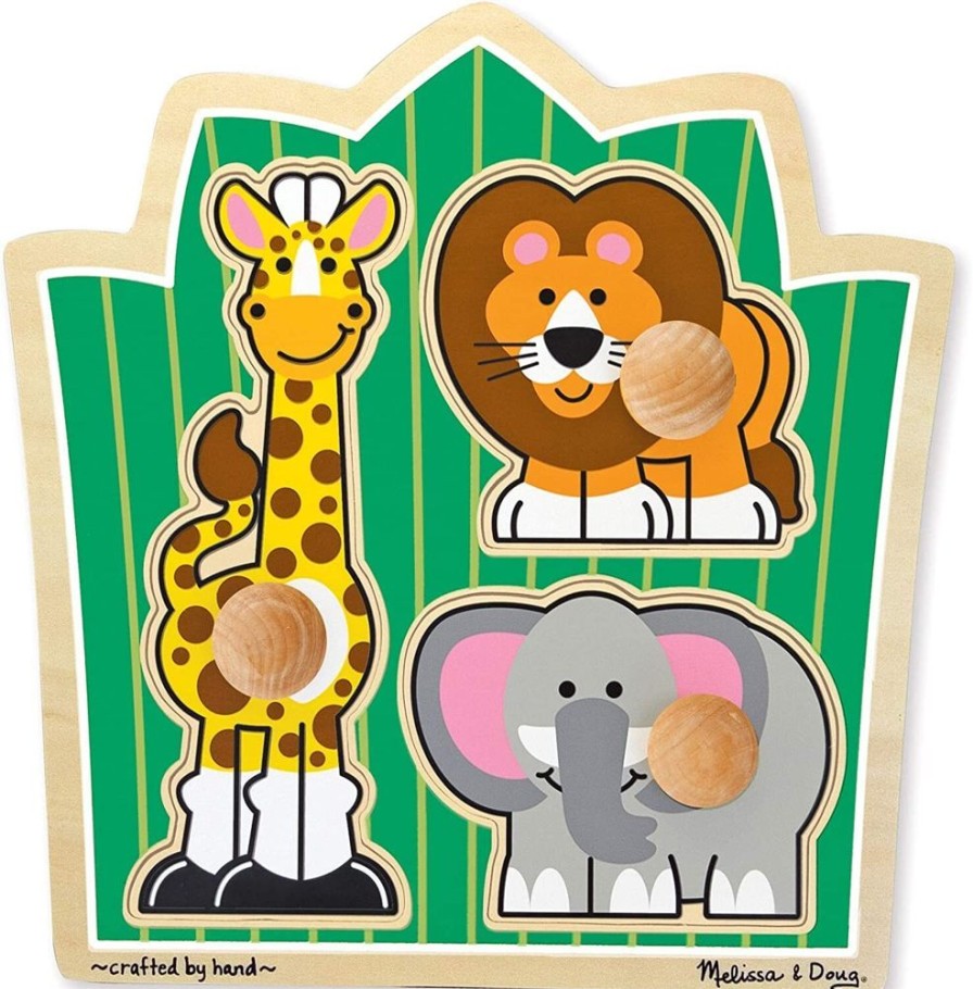 Puzzles Melissa & Doug | Melissa & Doug - Jungle Friends Knob Puzzle 3Pc