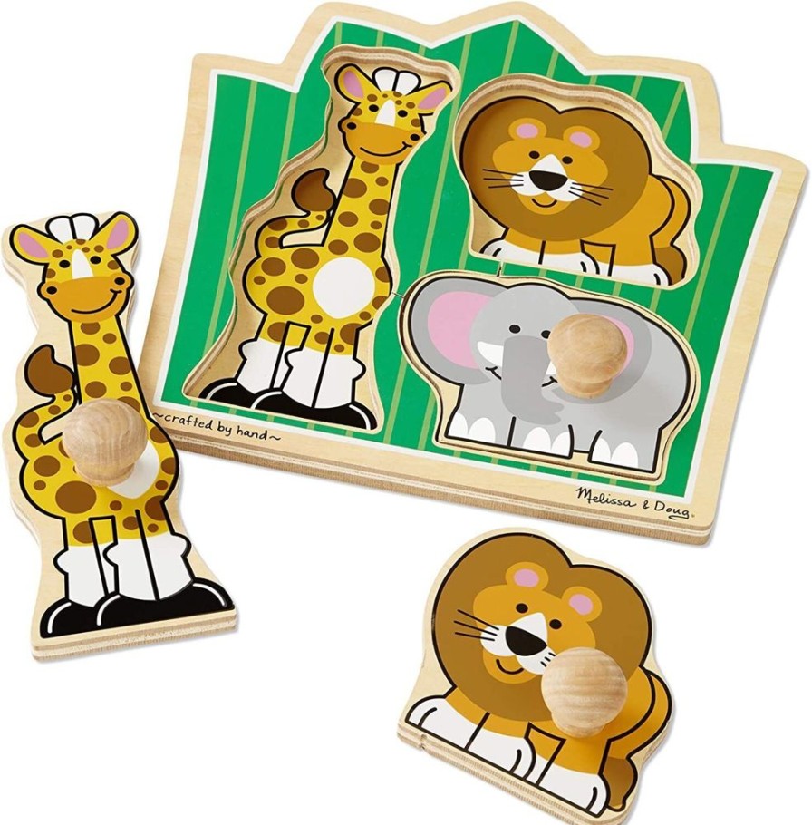 Puzzles Melissa & Doug | Melissa & Doug - Jungle Friends Knob Puzzle 3Pc