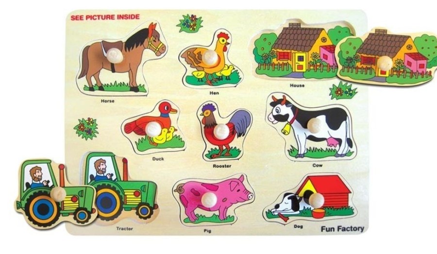 Puzzles Fun Factory | Fun Factory - Farm Peg Puzzle 9Pc