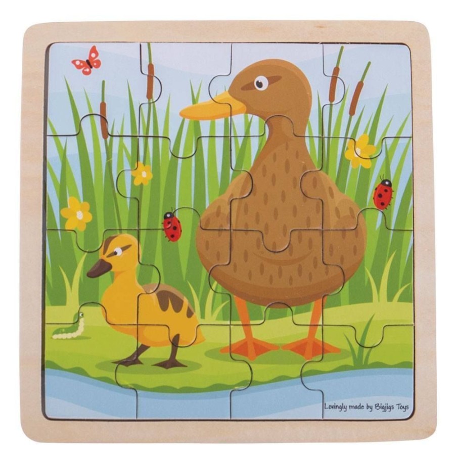 Puzzles Bigjigs Toys | Bigjigs - Duck & Duckling Puzzle 16Pc