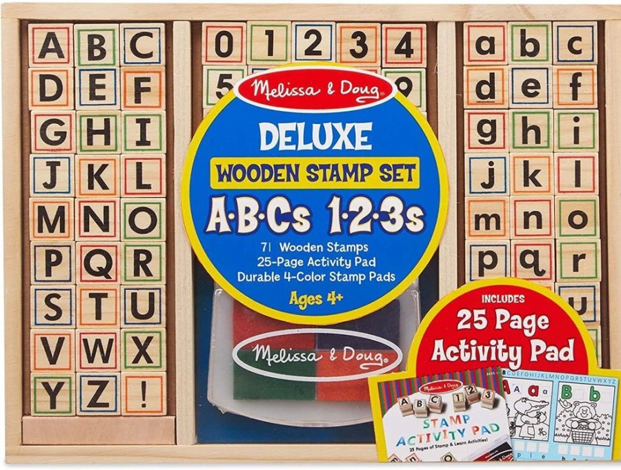 Baby, Toddler & Preschool Toys Melissa & Doug | Melissa & Doug - Deluxe Wooden Abc-123 Stamp Set