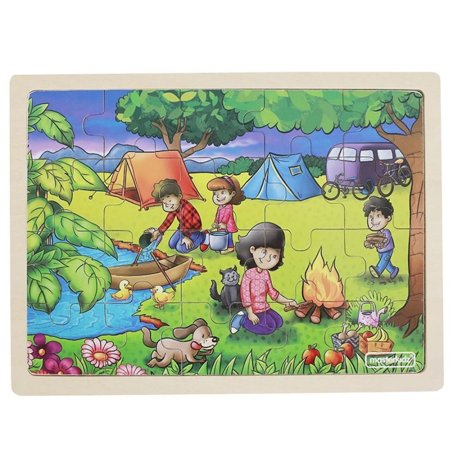 Puzzles Masterkidz | Masterkidz - Wooden Jigsaw Puzzle - Camping 20Pc