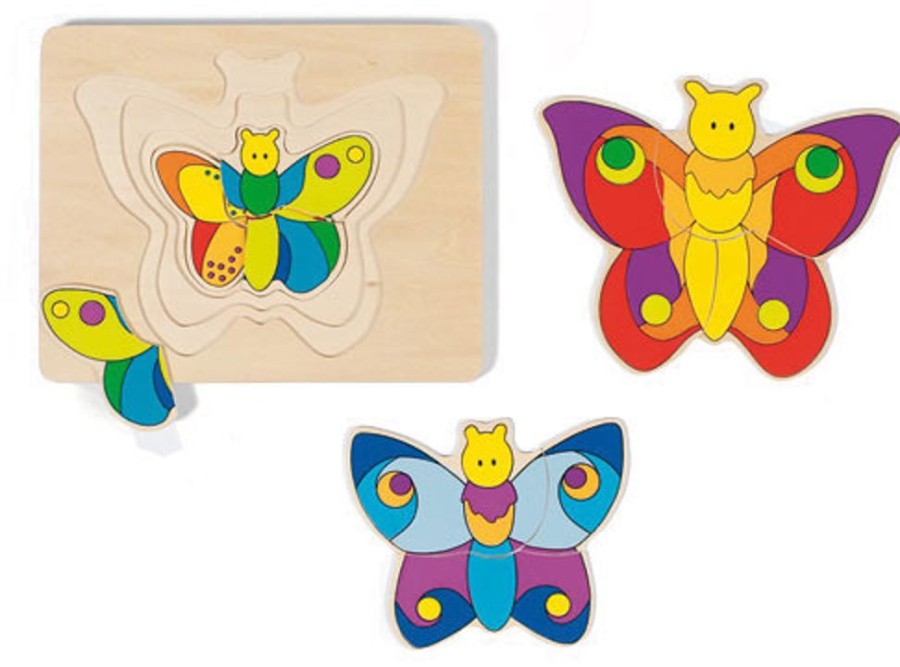 Puzzles GOKI | Goki - 4 Layer Butterflies Puzzle