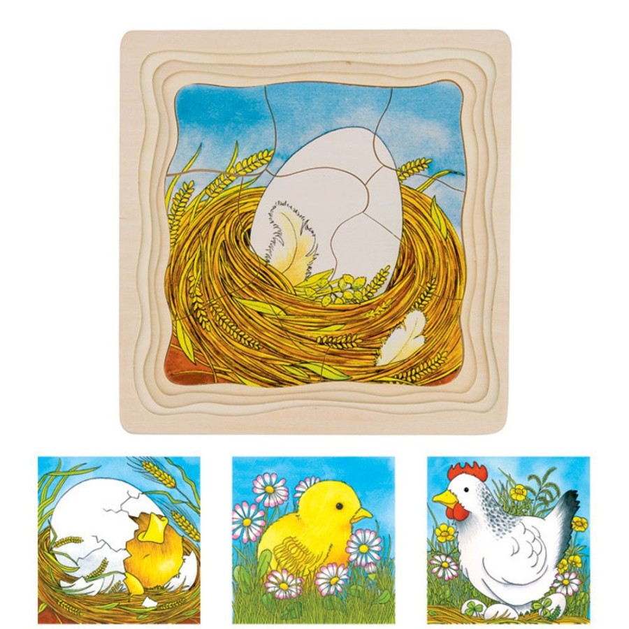 Puzzles GOKI | Goki - Chicken Egg Life Cycle 4 Layer Puzzle