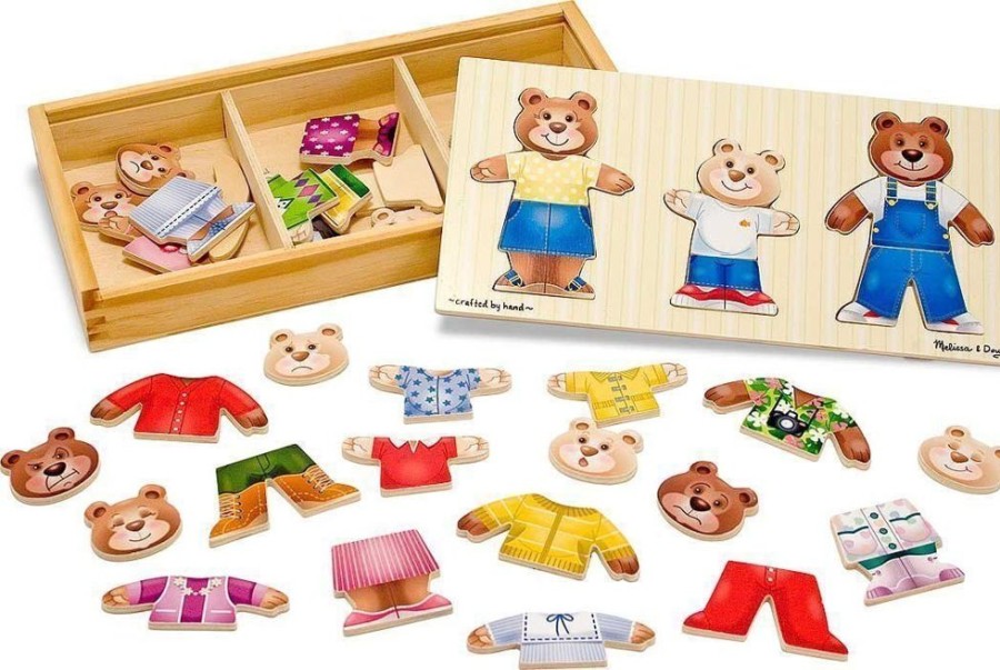 Baby, Toddler & Preschool Toys Melissa & Doug | Melissa & Doug - Wooden Bear Family Dress Up - 45Pc