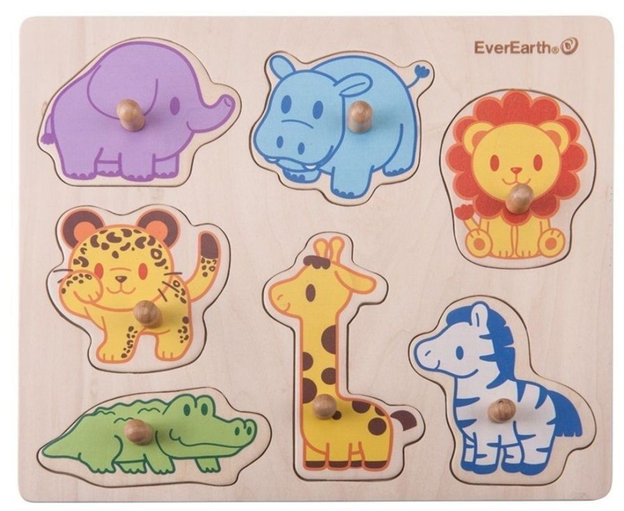 Puzzles EverEarth | Everearth - Safari Peg Puzzle 7Pc