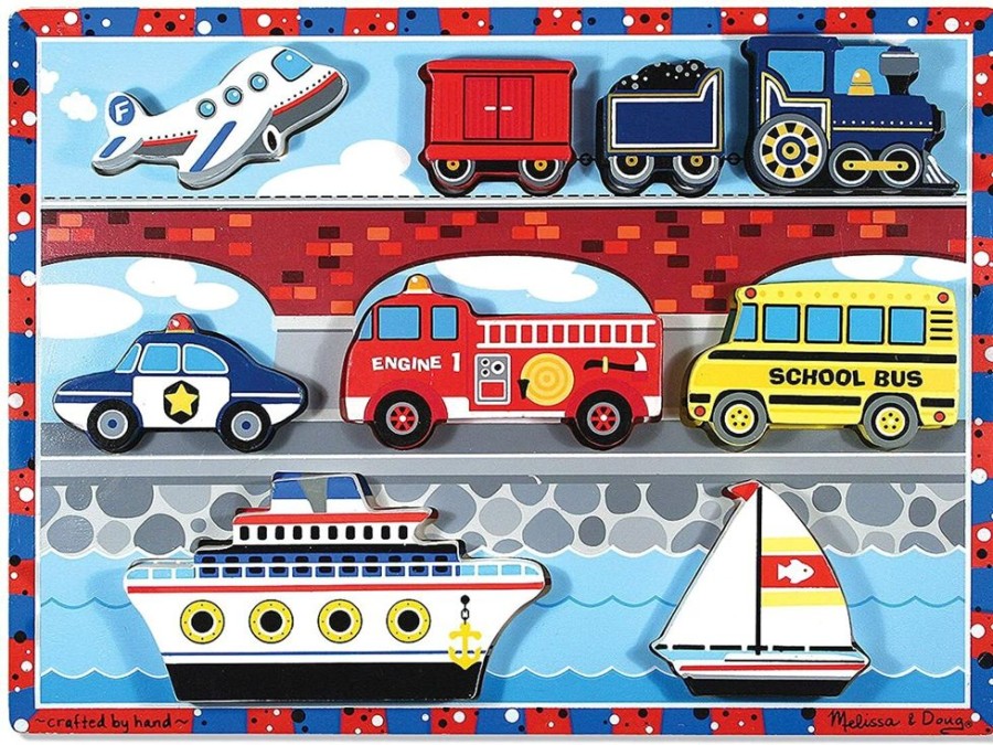 Puzzles Melissa & Doug | Melissa & Doug - Vehicles Chunky Puzzle 9Pc