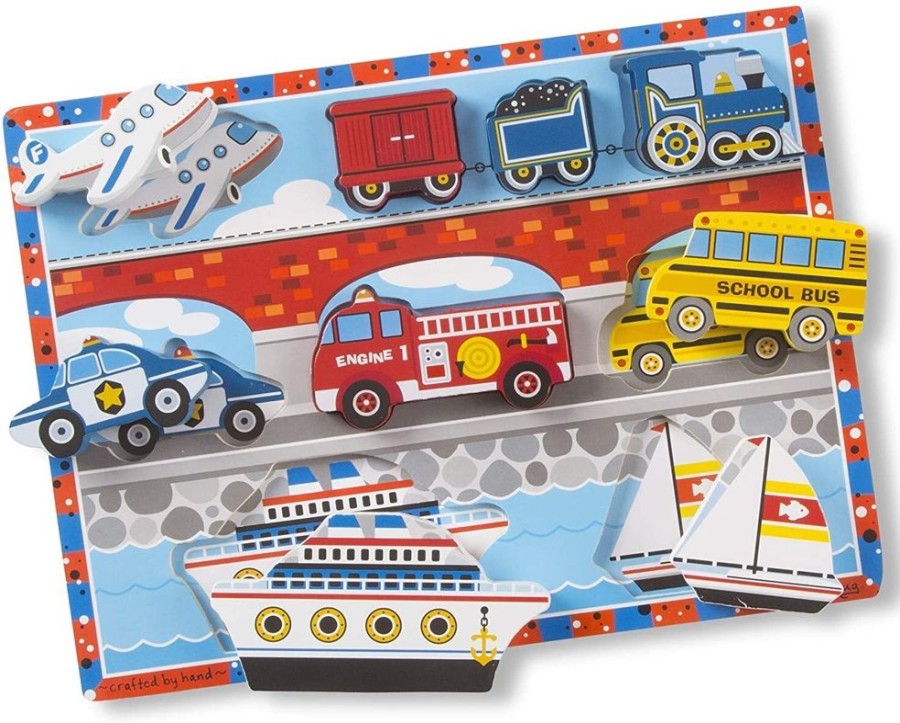 Puzzles Melissa & Doug | Melissa & Doug - Vehicles Chunky Puzzle 9Pc