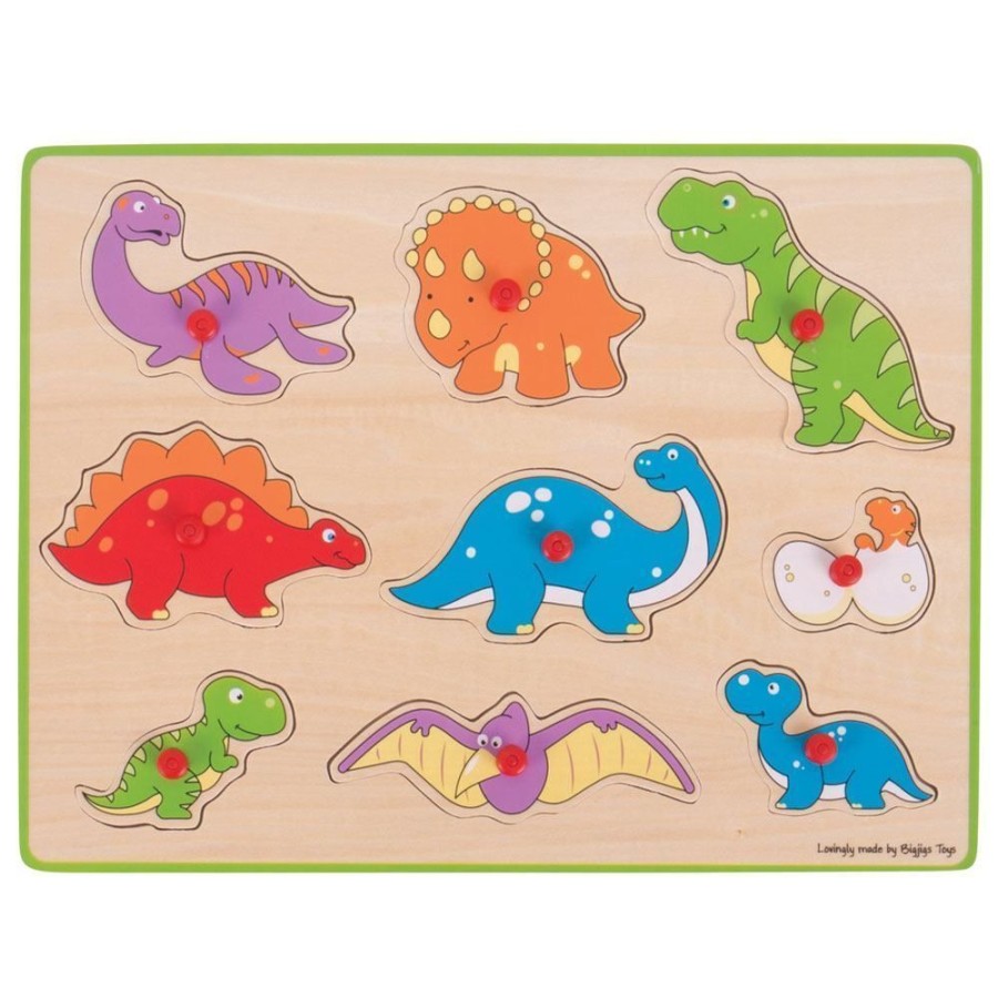 Puzzles Bigjigs Toys | Bigjigs - Dinosaur Lift Out Puzzle 9Pc