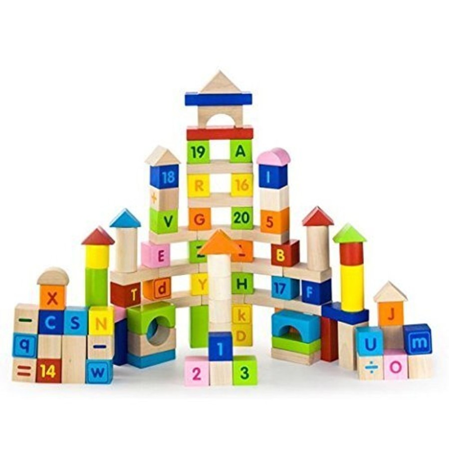 Construction Toys Viga Toys | Viga Toys - Alphabet & Number Block Set (100 Pieces)