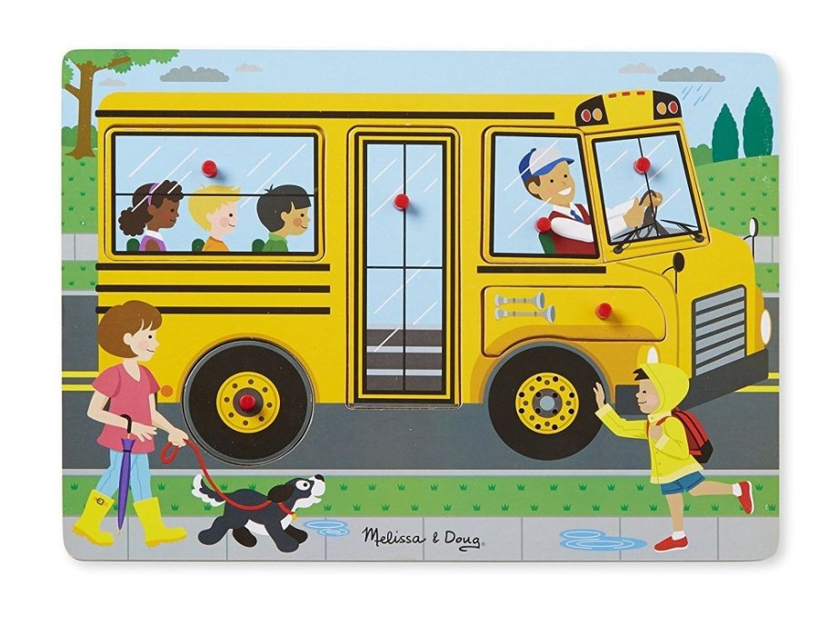 Puzzles Melissa & Doug | Melissa & Doug - The Wheels On The Bus Sound Puzzle 6Pc