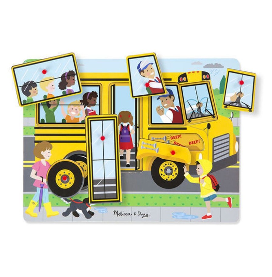 Puzzles Melissa & Doug | Melissa & Doug - The Wheels On The Bus Sound Puzzle 6Pc