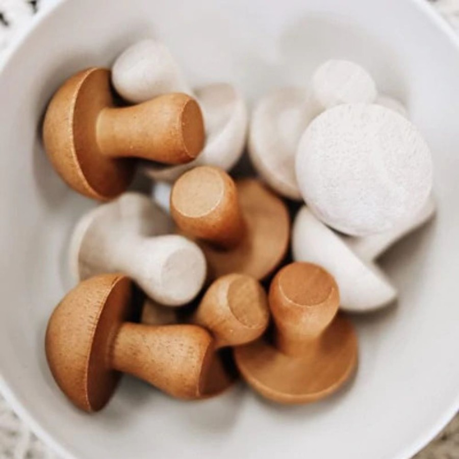 Imaginative Play Qtoys | Qtoys - Wooden Mushrooms (Set Of 10)