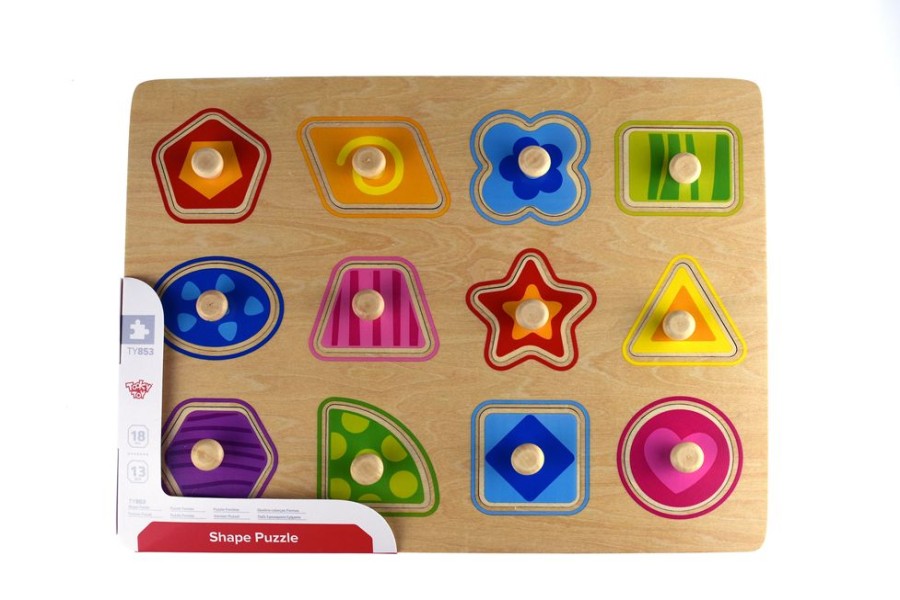 Puzzles Tooky Toy | Tooky Toy - Shape Peg Puzzle 12Pc