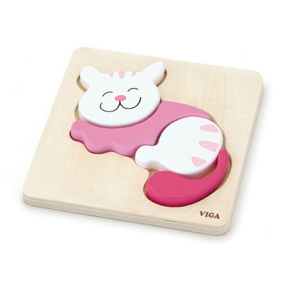 Puzzles Viga Toys | Viga Toys - Mini Block Puzzle - Cat