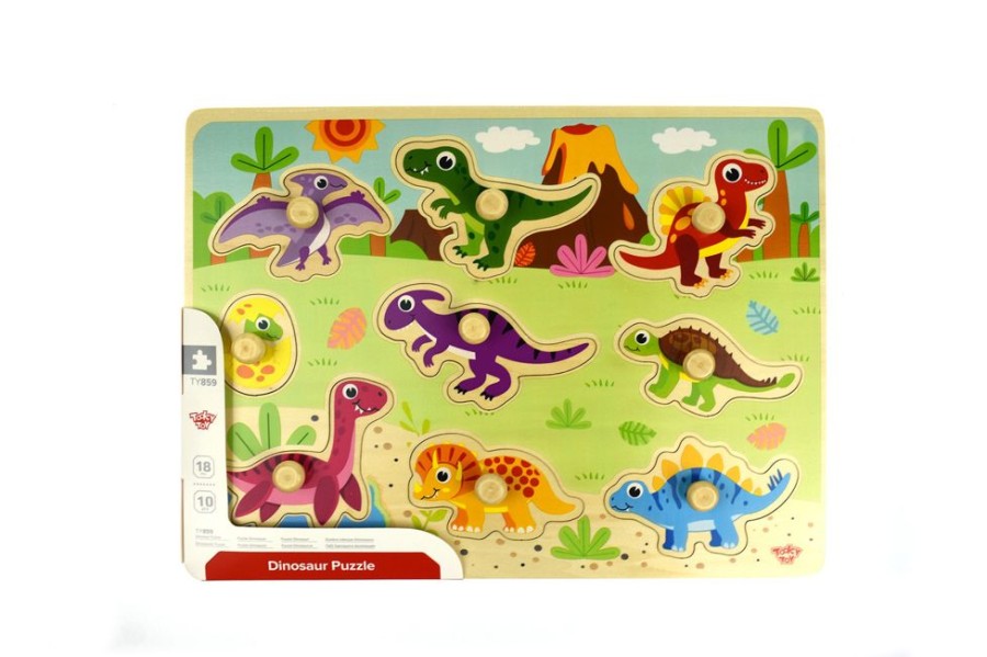 Puzzles Tooky Toy | Tooky Toy - Dinosaur Peg Puzzle 9Pc