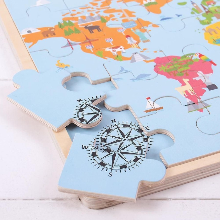 Puzzles Bigjigs Toys | Bigjigs - World Map Puzzle 35Pc