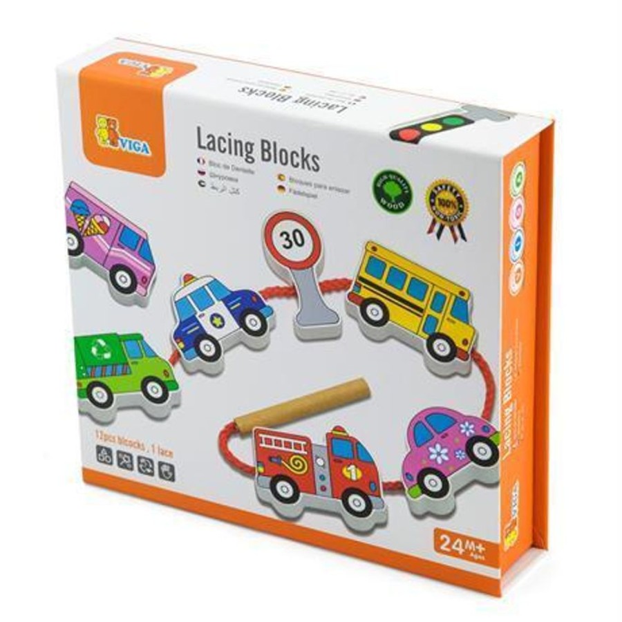 Baby, Toddler & Preschool Toys Viga Toys | Viga Toys - Lacing Blocks - Transportation