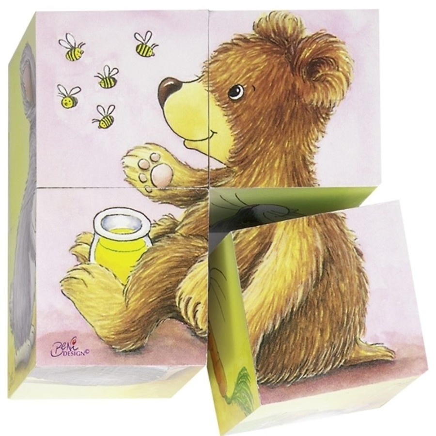 Puzzles GOKI | Goki - Baby Animals Cube Puzzle