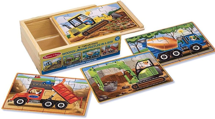 Puzzles Melissa & Doug | Melissa & Doug - Construction Vehicle Puzzles In A Box