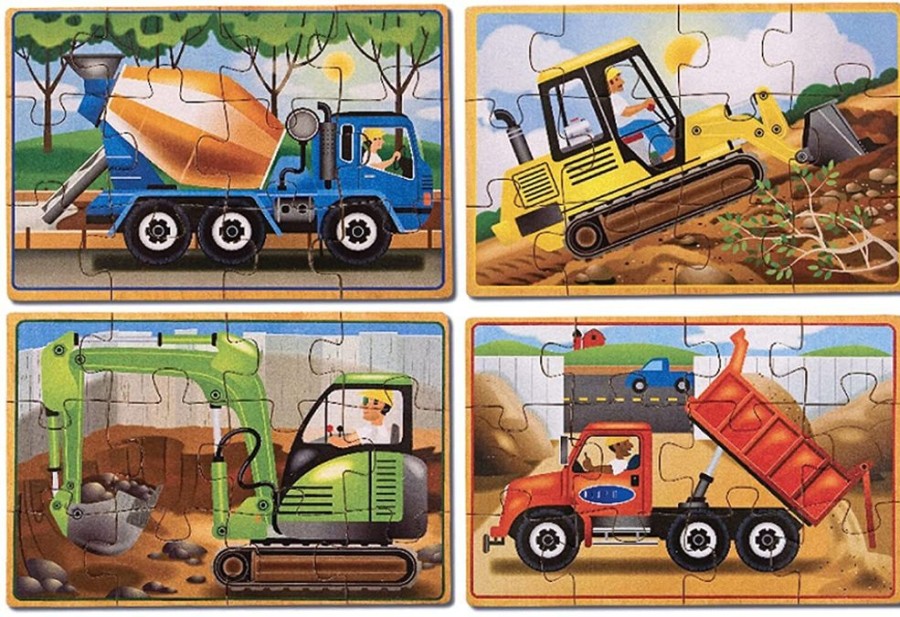 Puzzles Melissa & Doug | Melissa & Doug - Construction Vehicle Puzzles In A Box