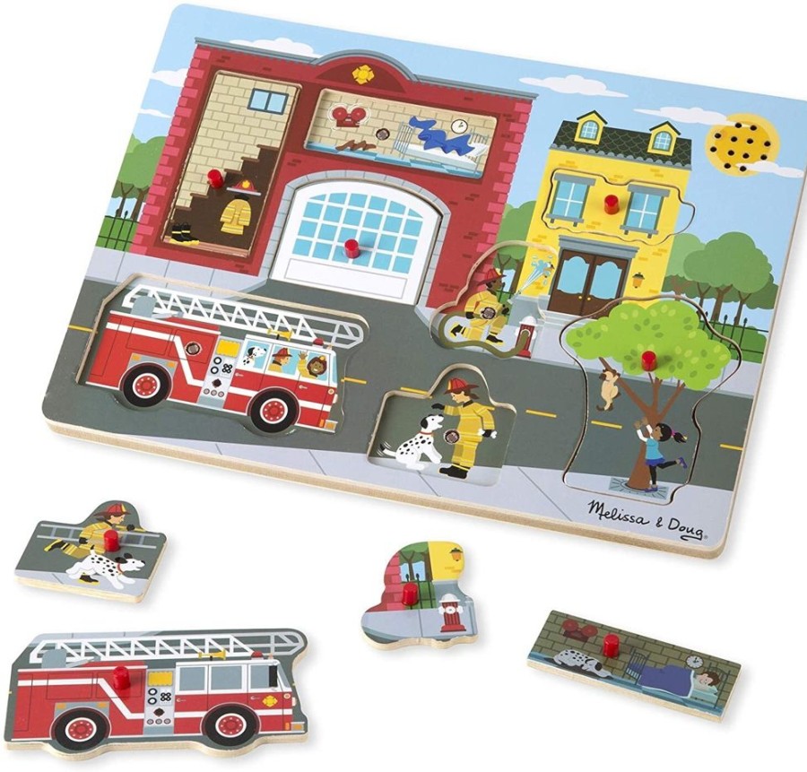 Puzzles Melissa & Doug | Melissa & Doug - Fire Station Sound Puzzle 8Pc