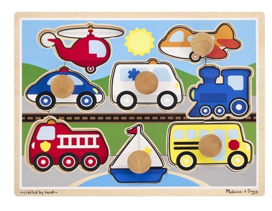 Puzzles Melissa & Doug | Melissa & Doug - Vehicles Jumbo Knob Puzzle