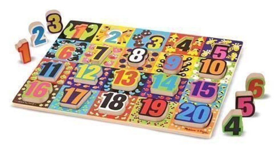 Puzzles Melissa & Doug | Melissa & Doug - Jumbo Numbers Chunky Puzzle 20 Pieces