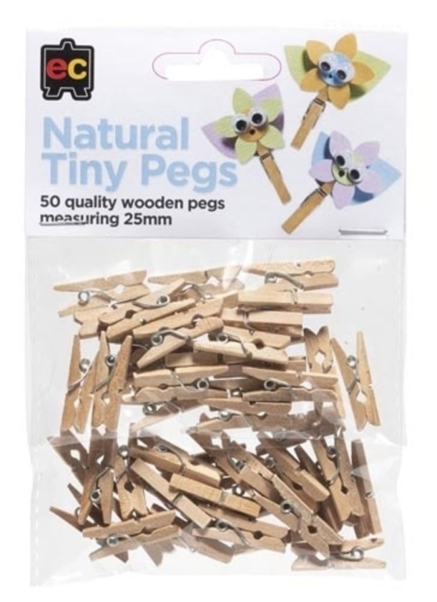 Art & Craft Educational Colours | Ec - Natural Tiny Pegs (50 Pack)