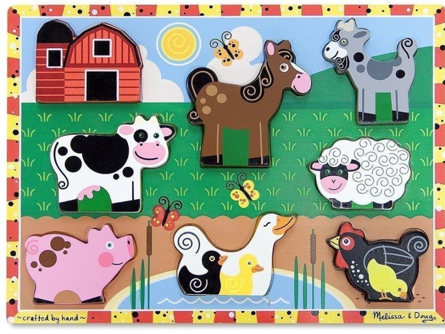 Puzzles Melissa & Doug | Melissa & Doug - Farm Animals Chunky Puzzle 8Pc