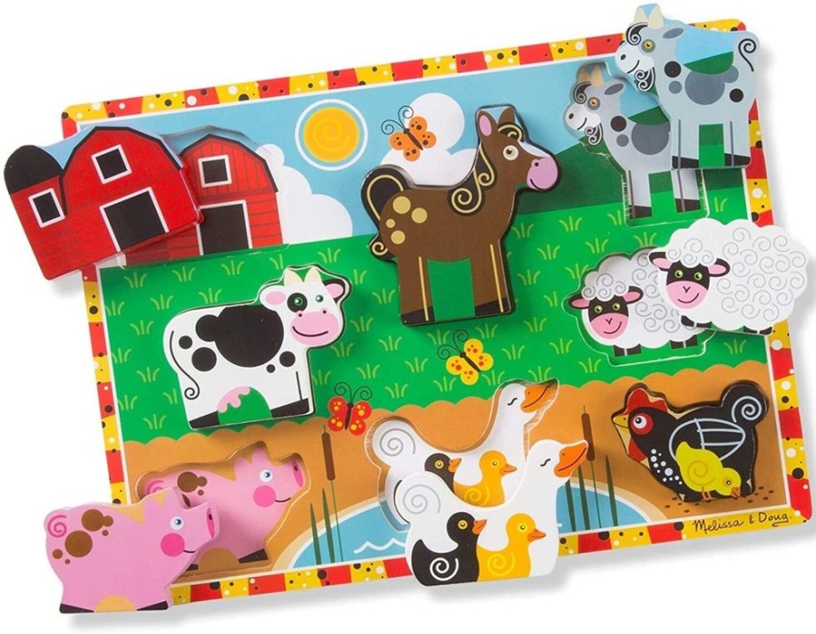 Puzzles Melissa & Doug | Melissa & Doug - Farm Animals Chunky Puzzle 8Pc