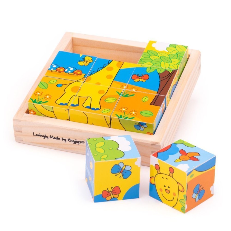 Puzzles Bigjigs Toys | Bigjigs - Safari Cube Puzzle