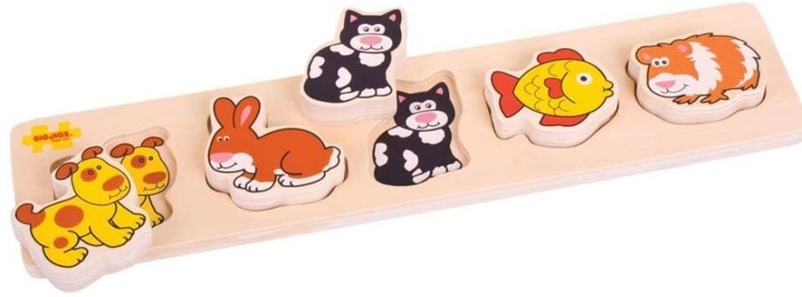 Puzzles Bigjigs Toys | Bigjigs - Chunky Lift And Match Puzzle - Pets 5Pc