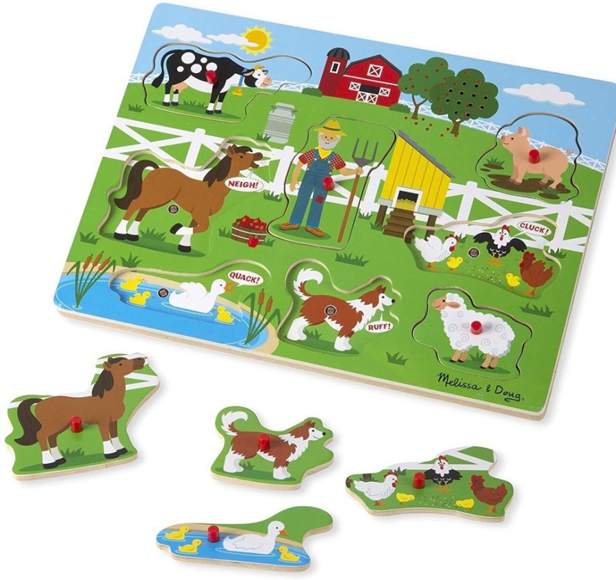 Puzzles Melissa & Doug | Melissa & Doug - Old Macdonald Farm Sound Puzzle - 8Pc