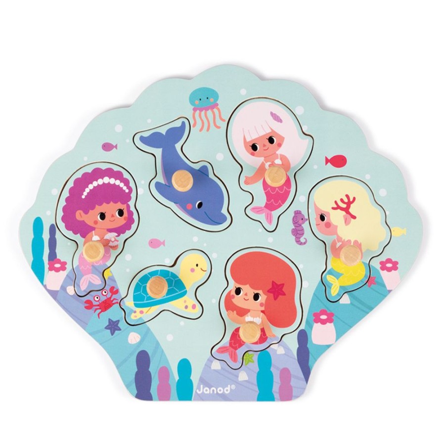 Puzzles Janod | Janod - Happy Mermaids Peg Puzzle