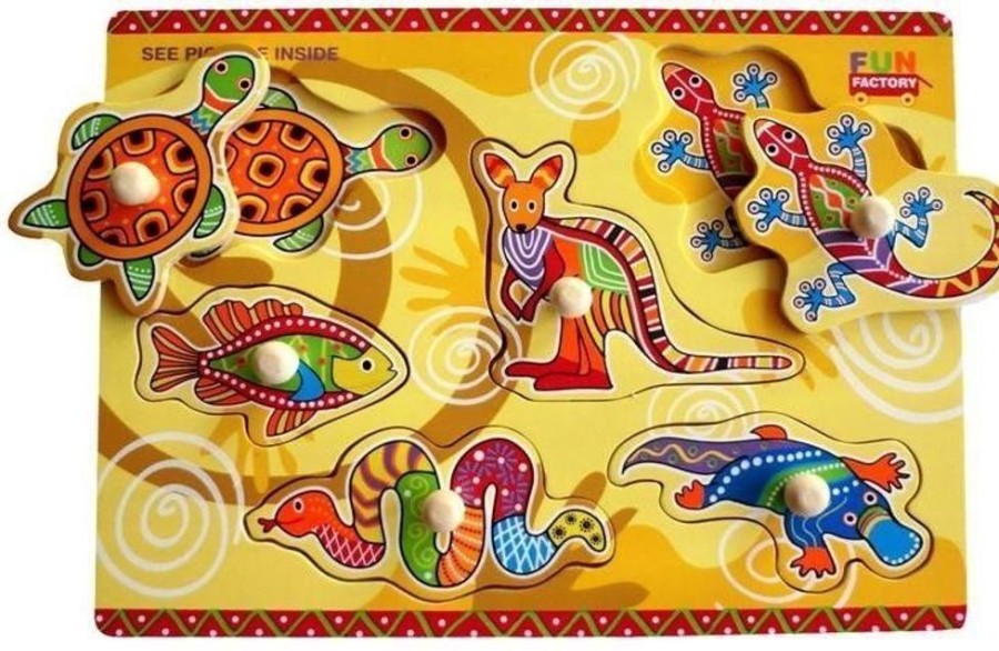 Puzzles Fun Factory | Fun Factory - Aboriginal Peg Puzzle 6Pc