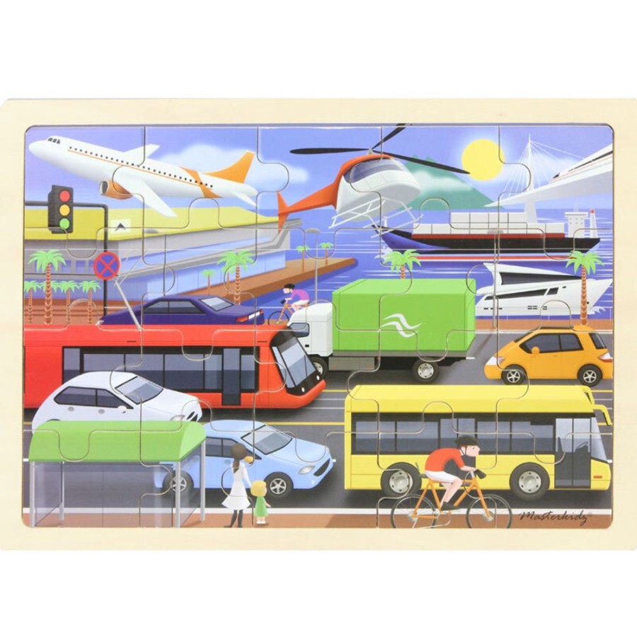 Puzzles Masterkidz | Masterkidz - Wooden Jigsaw Puzzle - Transport 20Pc