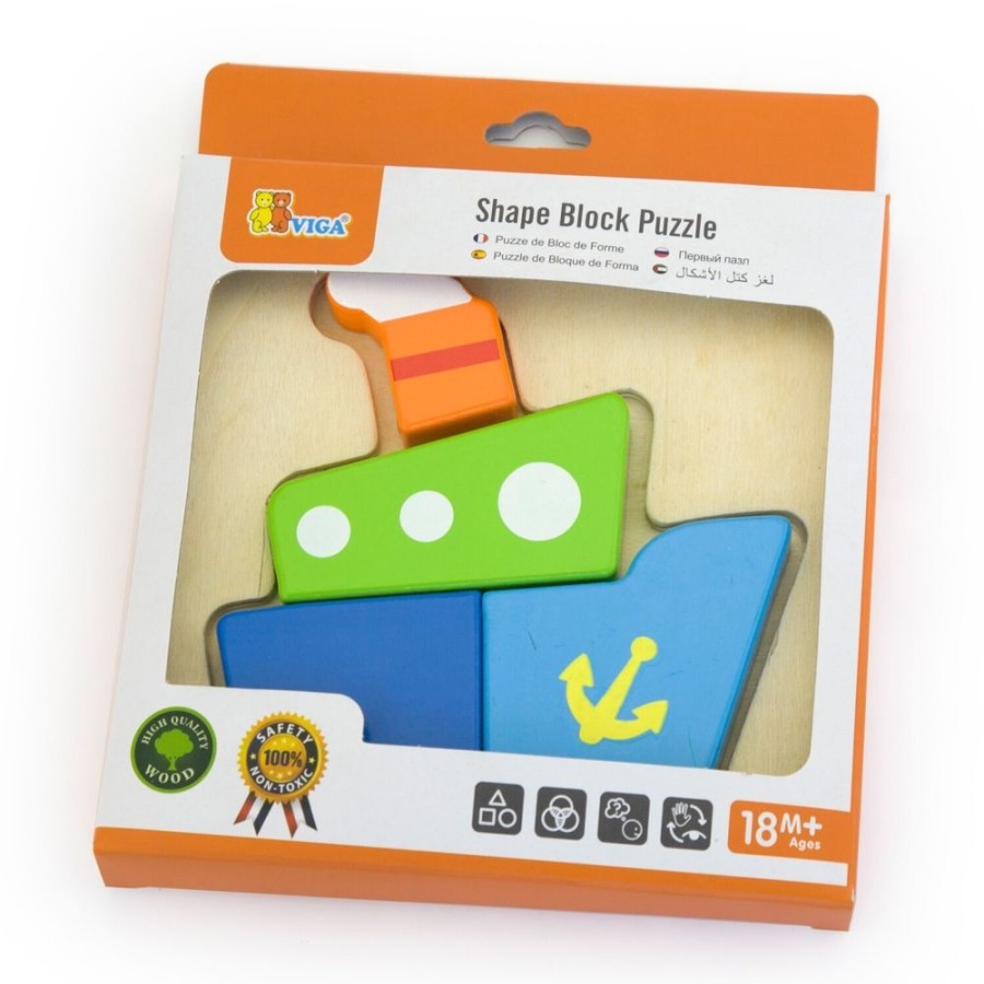 Puzzles Viga Toys | Viga Toys - Mini Block Puzzle - Boat