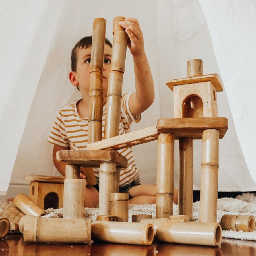 Construction Toys Qtoys | Qtoys - Bamboo Building Set With Houses