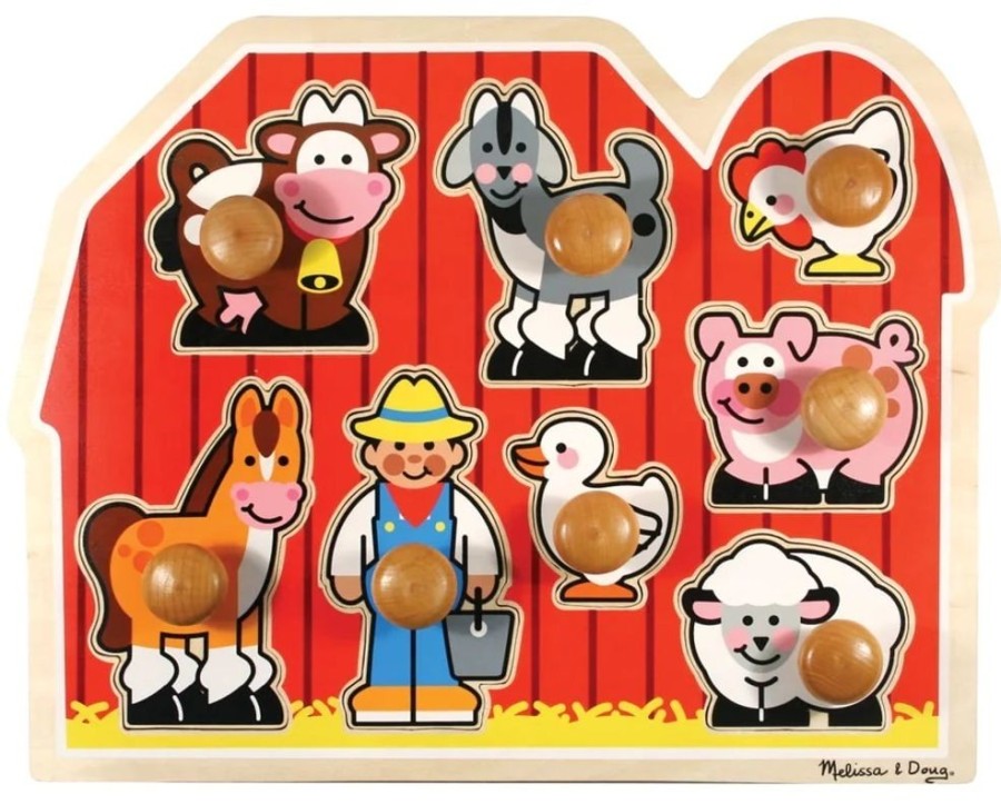 Puzzles Melissa & Doug | Melissa & Doug - Large Farm Jumbo Knob Puzzle 8Pc