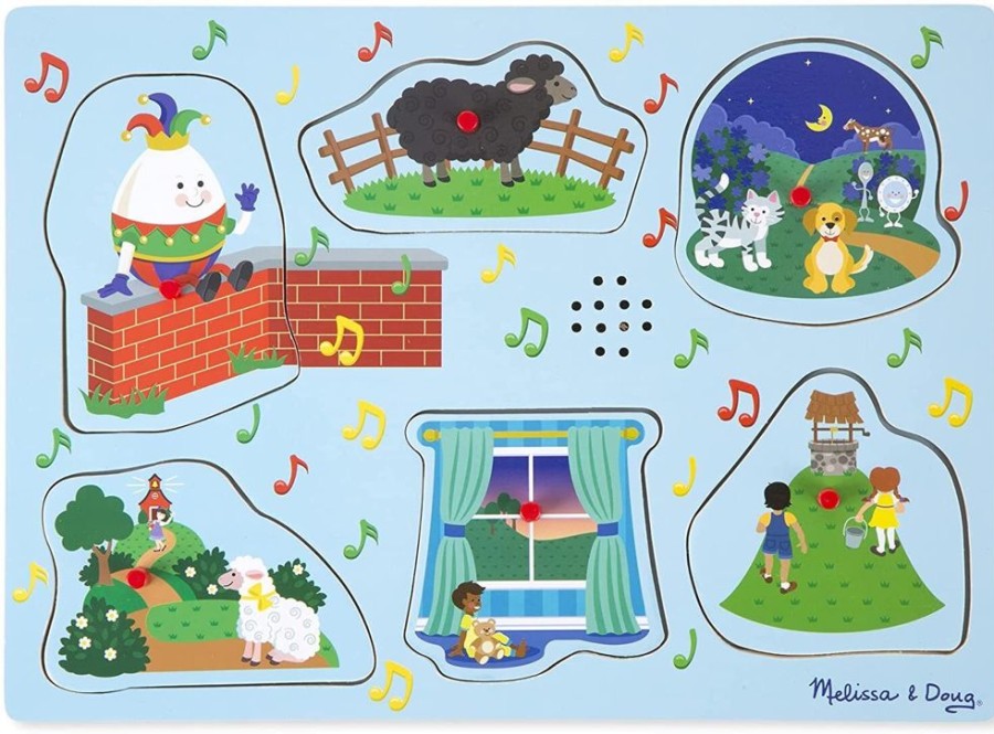 Puzzles Melissa & Doug | Melissa & Doug - Nursery Rhyme Sound Puzzle (Blue) - 6Pc